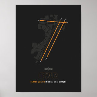 EWR - Newark Liberty Airportランウェイダイアグラムアート ポスター