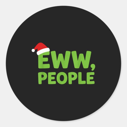 Eww People Santa Hat Funny Christmas Men Women  ラウンドシール (正面)