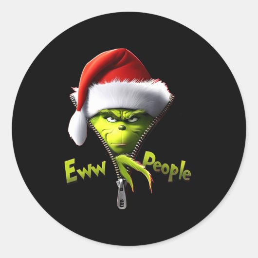 Eww, People Santa Hat Funny Christmas Mens Womens  ラウンドシール (正面)