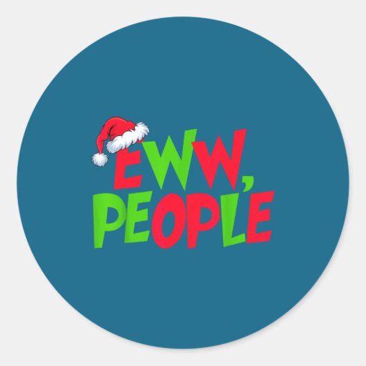 Eww People Santa Hat Funny Christmas Mens Womens K ラウンドシール (正面)