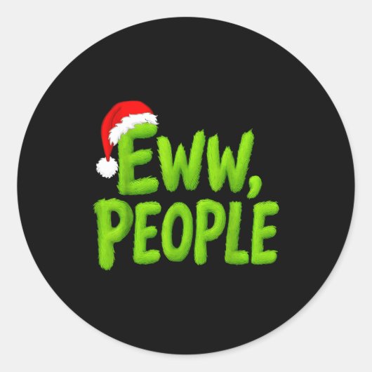 Eww, People Santa Hat Green Funny Christmas Mens W ラウンドシール (正面)