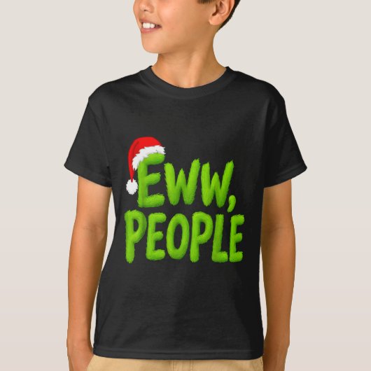 Eww, People Santa Hat Green Funny Christmas Mens W Tシャツ (正面)