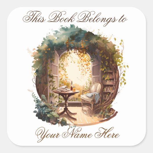 Exライブラリパーソナライズされた蔵書票 スクエアシール (正面)