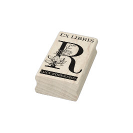 EXライブラリ図書図書館蔵書票モノグラムR ラバースタンプ