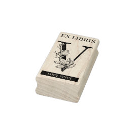 EXライブラリ書庫ライブラリ蔵書票モノグラムV ラバースタンプ