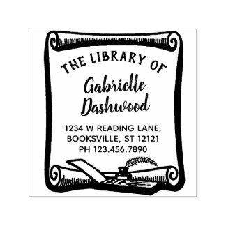 Exライブラリ蔵書票ヴィンテージスクロールライブラリカスタム セルフインキングスタンプ