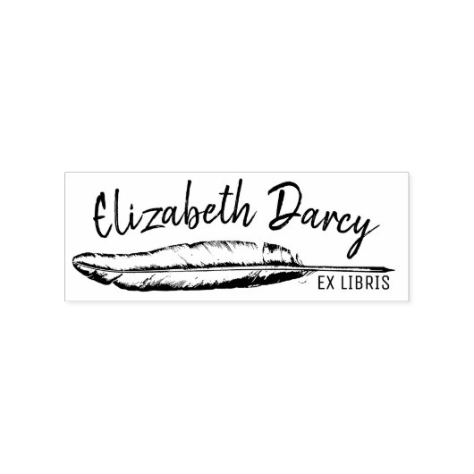 Exライブラリ蔵書票ヴィンテージフェザーライブラリカスタム ラバースタンプ (インプリント)