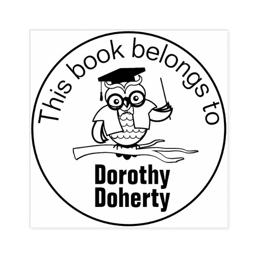 Ex Librisと先生フクロウ |パーソナライズ可能 ラバースタンプ (インプリント)