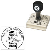 Ex Librisと先生フクロウ |パーソナライズ可能 ラバースタンプ (押印)