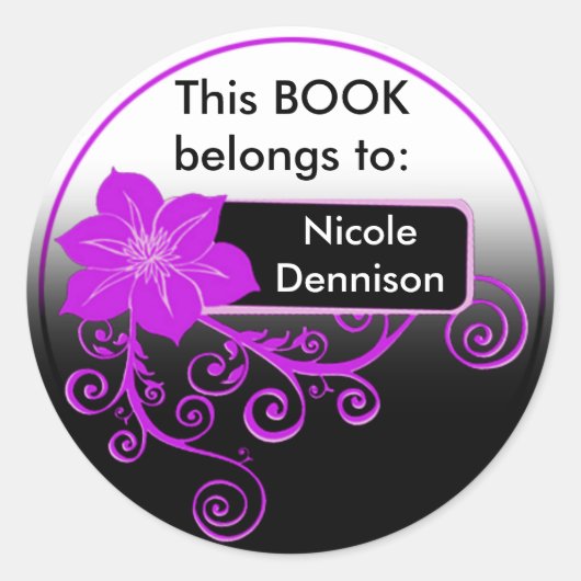 Ex Librisステッカー(フローラ紫) ラウンドシール (正面)