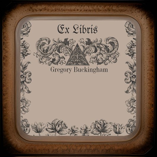 Ex Librisフローリッシュラインアート蔵書票 スクエアシール