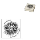 Ex Librisモダンヴィンテージ神秘的な太陽、カスタム本 ラバースタンプ (押印)