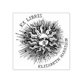 Ex Librisモダンヴィンテージ神秘的な太陽、カスタム本 ラバースタンプ (インプリント)