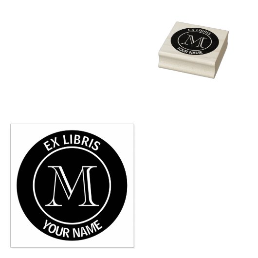 ex librisモノグラム蔵書票 ラバースタンプ (押印)