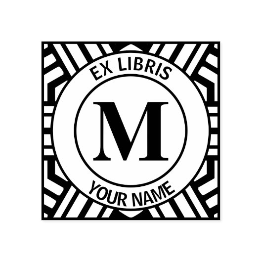 ex librisモノグラム蔵書票 ラバースタンプ (インプリント)