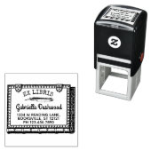 Ex Libris蔵書票ヴィンテージブックと羽の名前 セルフインキングスタンプ (インサイチュ)