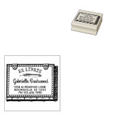 Ex Libris蔵書票ヴィンテージブックと羽の名前 ラバースタンプ (押印)