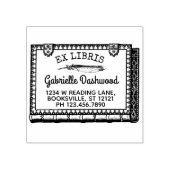 Ex Libris蔵書票ヴィンテージブックと羽の名前 ラバースタンプ (インプリント)