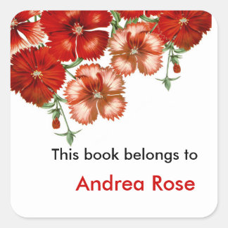Ex Libris蔵書票、Red Carnation スクエアシール