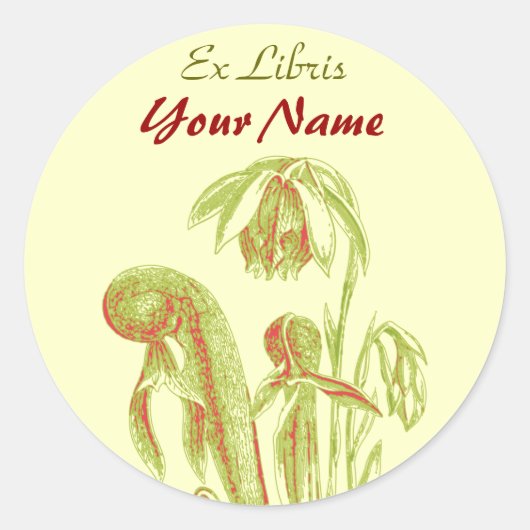 Ex Libris食虫植物のシール ラウンドシール (正面)