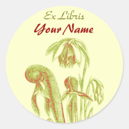 Ex Libris食虫植物のシール ラウンドシール