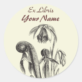 Ex Libris食虫植物のシール ラウンドシール