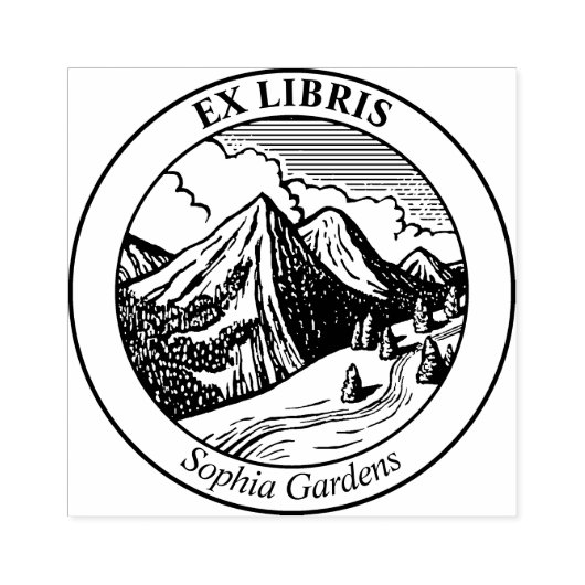 Ex Libris – アルパインランドスケープ ラバースタンプ (インプリント)