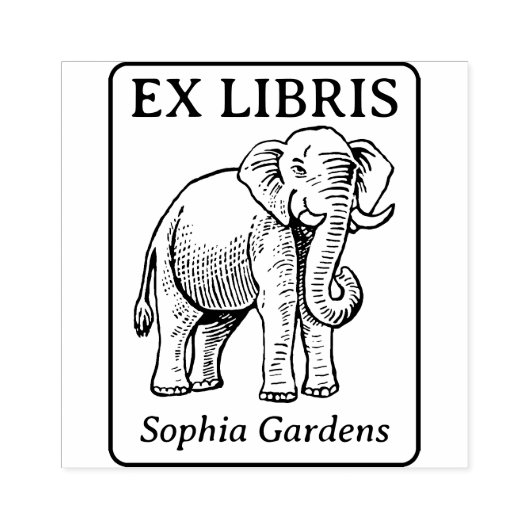 Ex Libris -インディアン象 ラバースタンプ (インプリント)