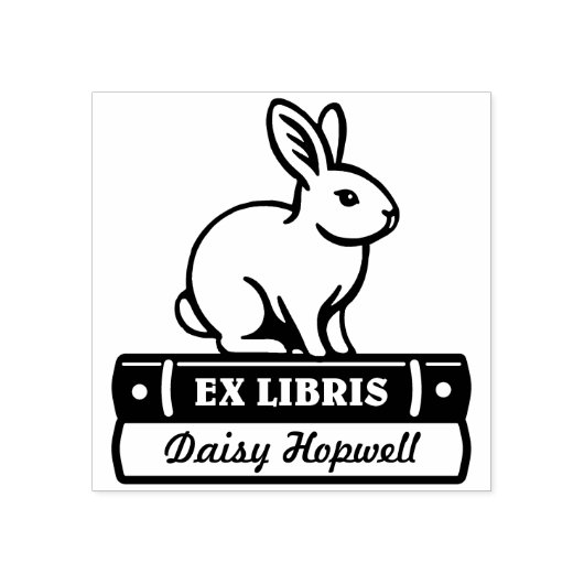 Ex Libris – ウサギ ラバースタンプ (インプリント)