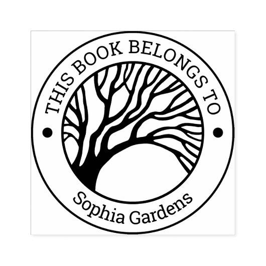 Ex Libris – オーバーハングしたツリー ラバースタンプ (インプリント)