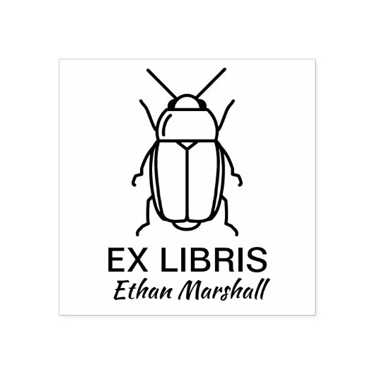 Ex Libris – カブトムシ/バグ ラバースタンプ (インプリント)