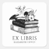 Ex Libris ゴシックカスタムブックプレートステッカー スクエアシール (正面)