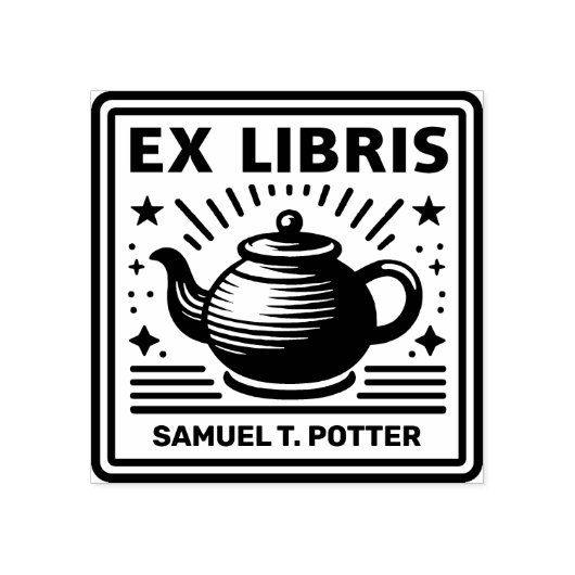 Ex Libris – ティーパーティー ラバースタンプ (インプリント)