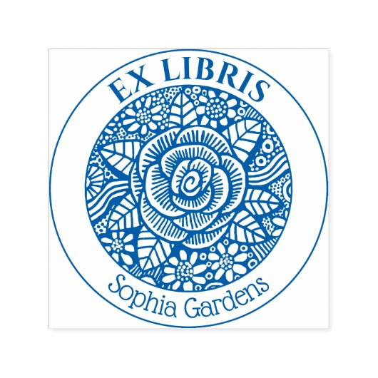 Ex Libris -バラスケッチ セルフインキングスタンプ (デザイン)