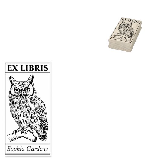 Ex Libris – フクロウ ラバースタンプ (押印)