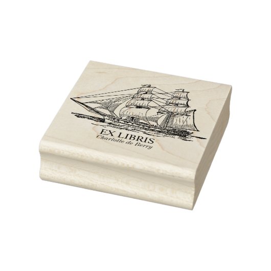 Ex Libris – 帆船(Brig) ラバースタンプ (スタンプ)