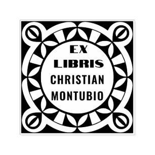 Ex Libris 幾何学ブックスタンプ - 自動印字 セルフインキングスタンプ