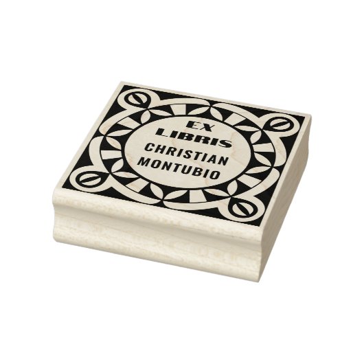 Ex Libris 木製スタンプ - 幾何学模様 ラバースタンプ (スタンプ)