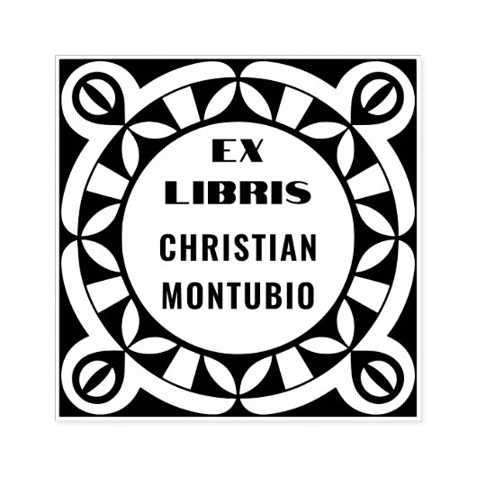 Ex Libris 木製スタンプ - 幾何学模様 ラバースタンプ (インプリント)