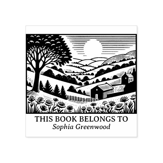 Ex Libris – 農村風景02 ラバースタンプ (インプリント)