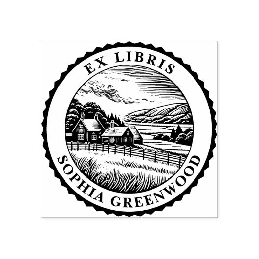 Ex Libris – 農村風景04 ラバースタンプ (インプリント)