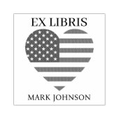 EX libris America flag in heart  bookplate library ラバースタンプ (インプリント)