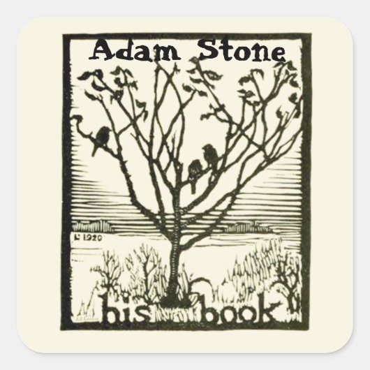 Ex Libris Birds in Tree スクエアシール (正面)