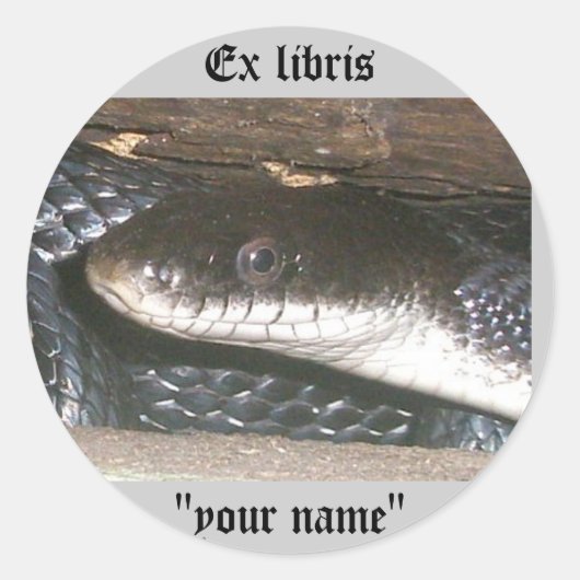 Ex Libris Black Snakeステッカーカスタマイズ ラウンドシール (正面)