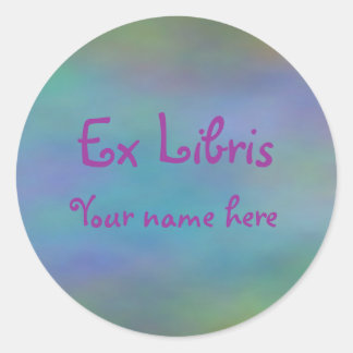 Ex Libris - Blue Fractal ラウンドシール