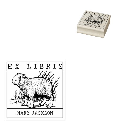 Ex Libris, Capybara Book ラバースタンプ (押印)