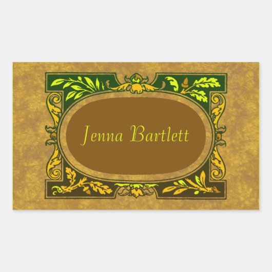 Ex Libris Cartocheステッカー 長方形シール (正面)