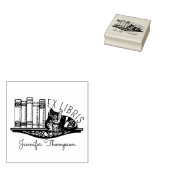 Ex Libris Cat Bookshelf ラバースタンプ (押印)
