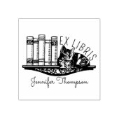 Ex Libris Cat Bookshelf ラバースタンプ (インプリント)