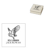 Ex Libris Flying Barn Owl Bookplate Name ラバースタンプ (押印)